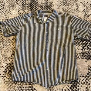 Patagonia Mens Adult XLarge Short Sleeve Button Up Organic Cotton Striped White